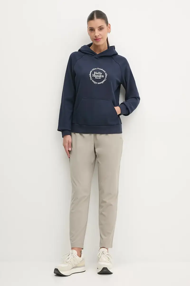 felpa donna colore blu navy con cappuccio con applicazione 54239 miniatura 2