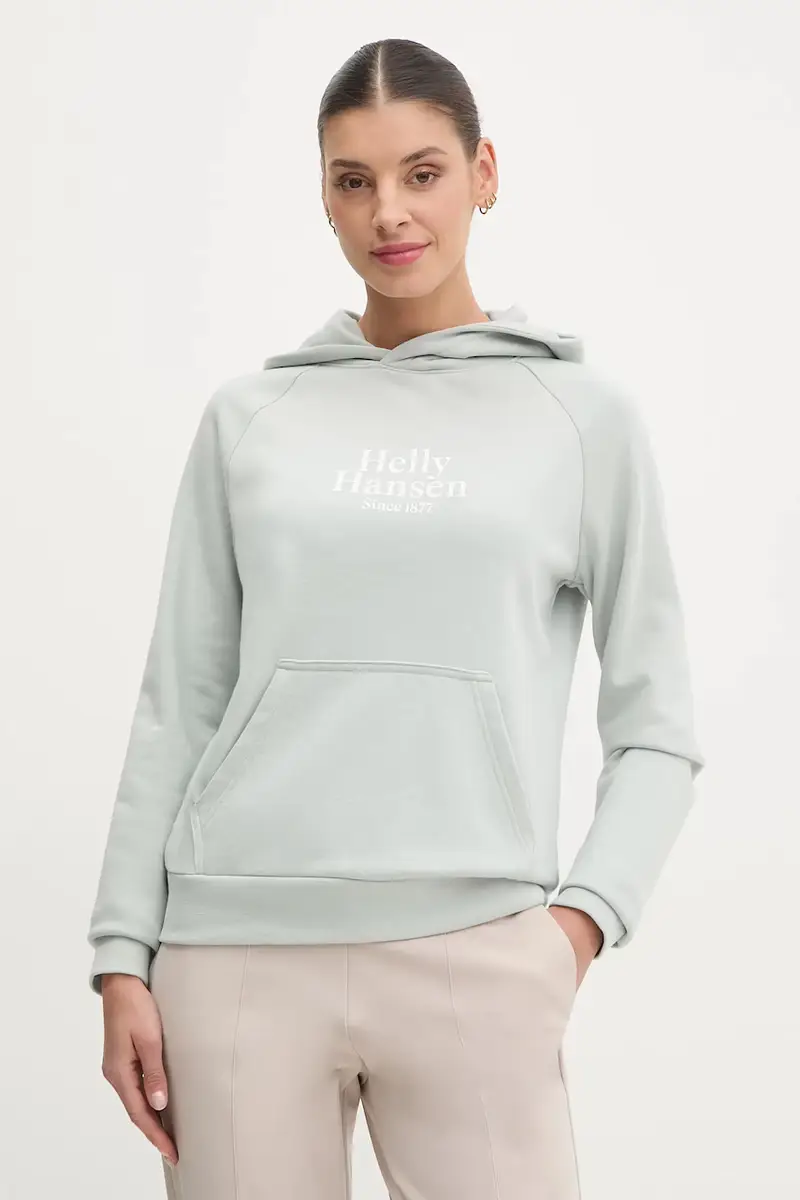 felpa donna colore verde con cappuccio con applicazione 54239