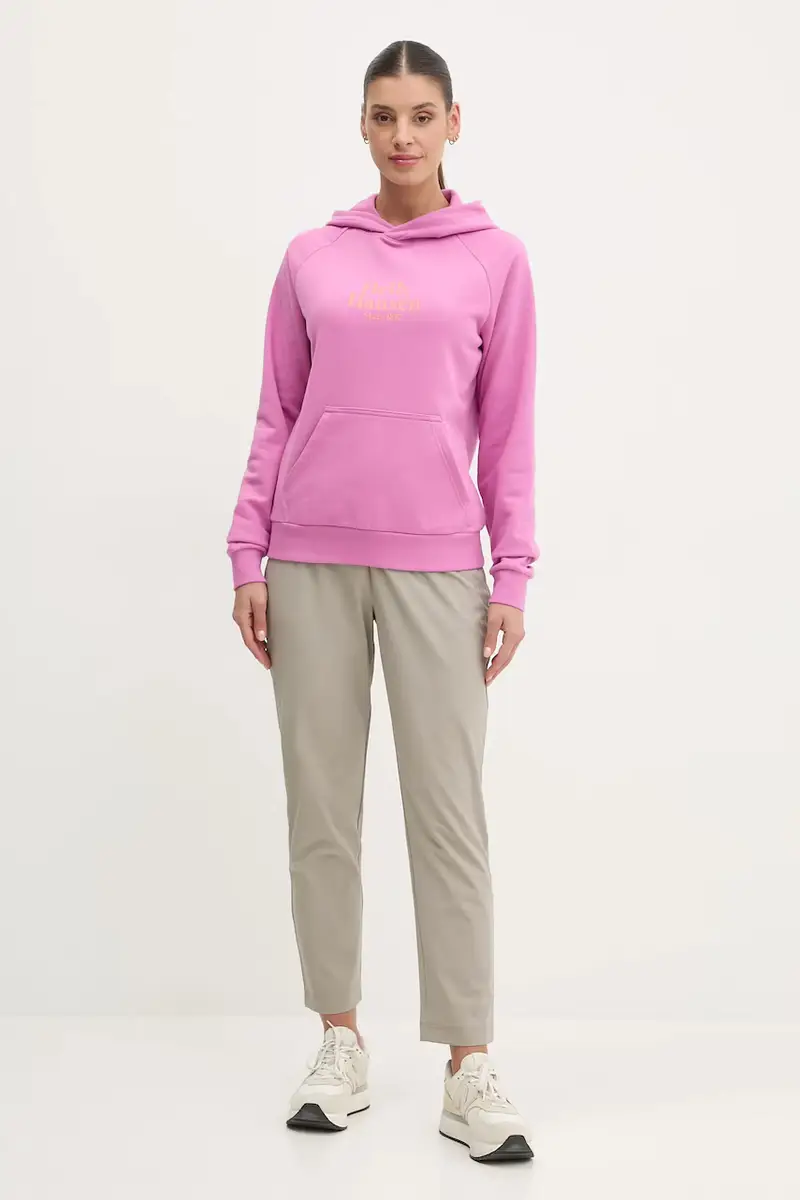 felpa donna colore violetto con cappuccio con applicazione 54239 miniatura 2