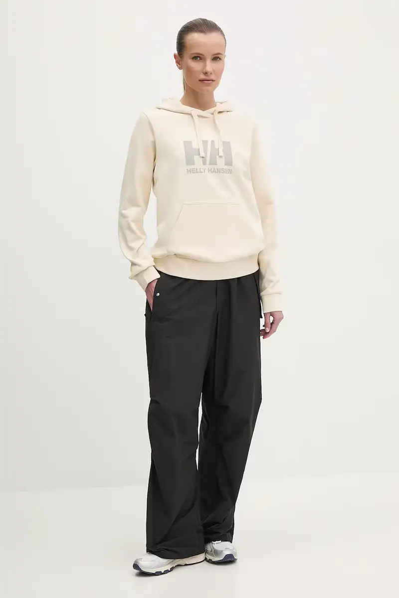 felpa in cotone HH LOGO 2.0 donna colore beige con cappuccio 34460 miniatura 2