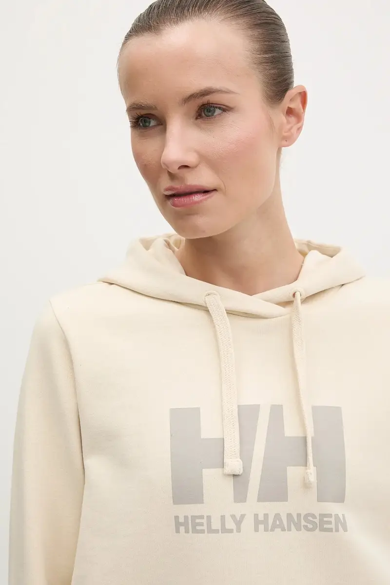 felpa in cotone HH LOGO 2.0 donna colore beige con cappuccio 34460 miniatura 4