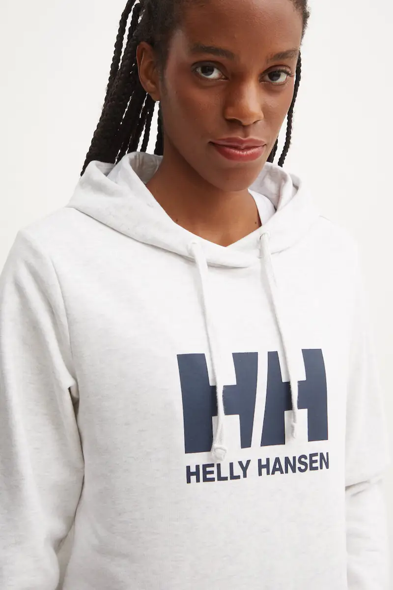 felpa in cotone HH LOGO 2.0 donna colore grigio con cappuccio 34460 miniatura 4