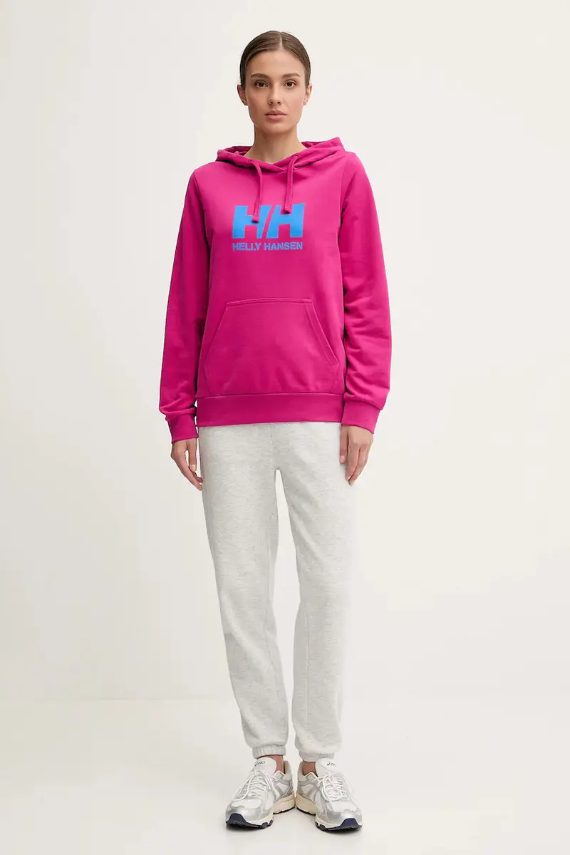 felpa in cotone HH LOGO 2.0 donna colore rosa con cappuccio 34460 miniatura 2