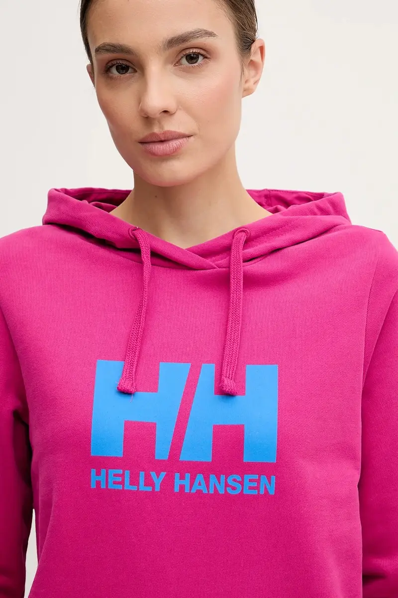 felpa in cotone HH LOGO 2.0 donna colore rosa con cappuccio 34460 miniatura 4