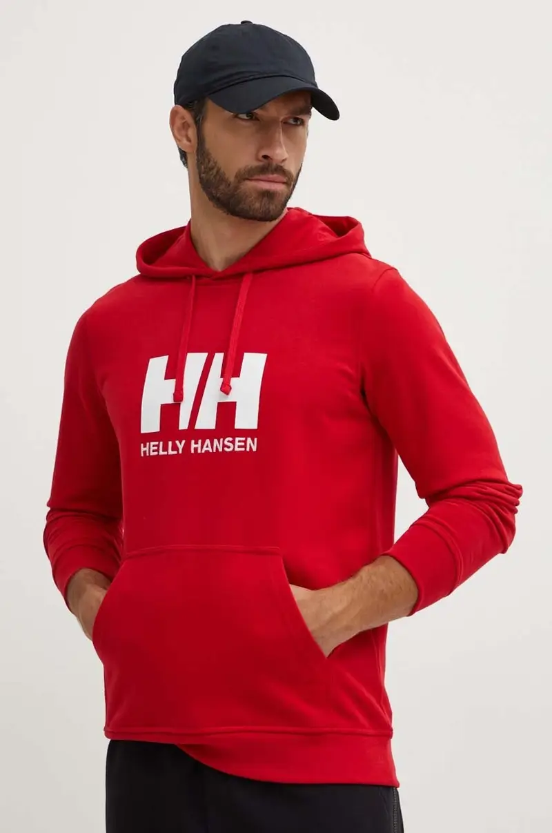 felpa in cotone HH LOGO HOODIE uomo 53289 Rosso