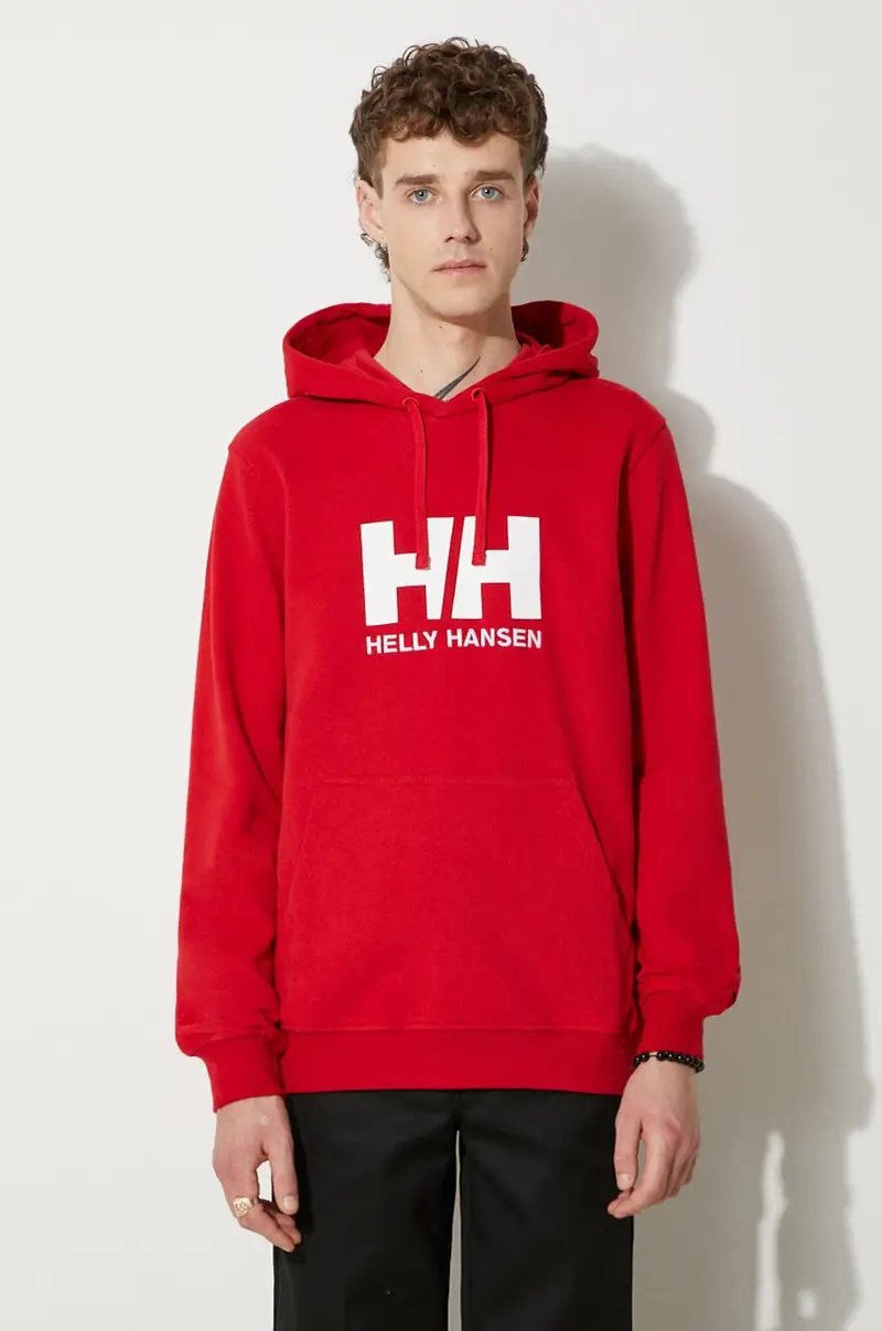 felpa in cotone HH LOGO HOODIE uomo 53289 Rosso