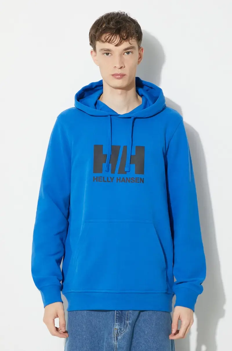 felpa in cotone HH LOGO HOODIE uomo colore blu con cappuccio con applicazione 53289