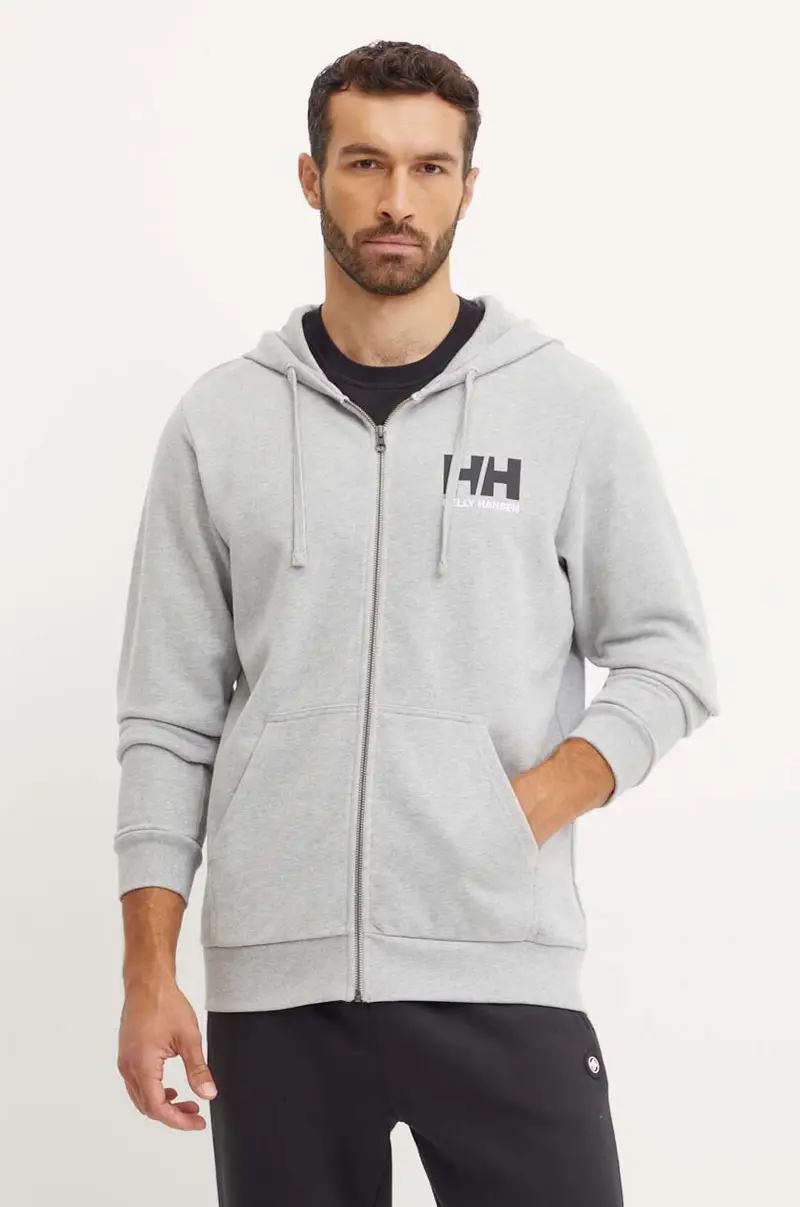 felpa in cotone HH LOGO uomo colore grigio con cappuccio 30393