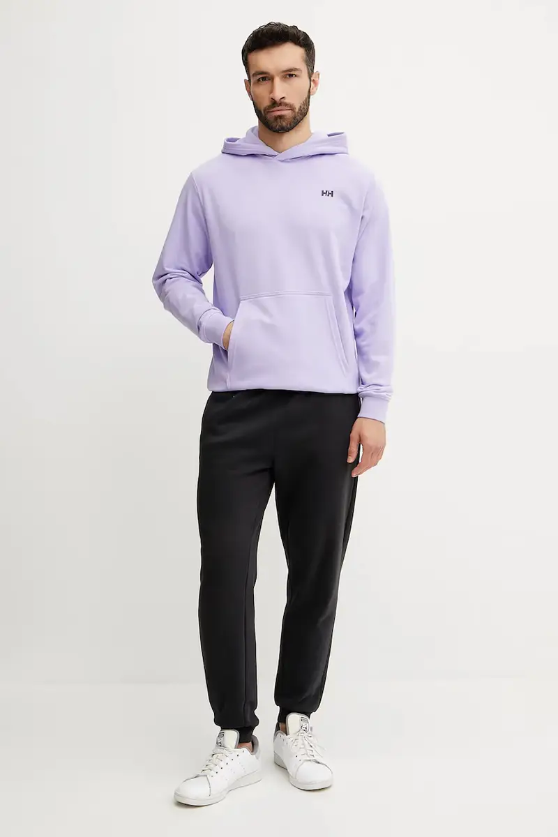 felpa uomo colore rosa con cappuccio con applicazione Violetto miniatura 2