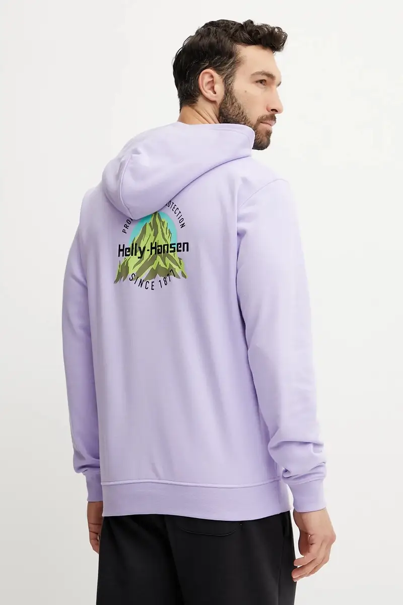 felpa uomo colore rosa con cappuccio con applicazione Violetto miniatura 3