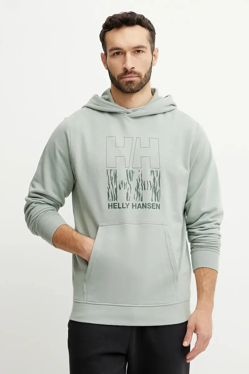 felpa uomo colore verde con cappuccio con applicazione