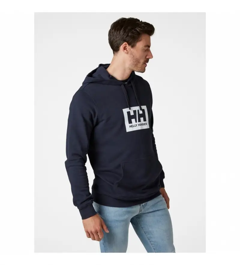 per uomo 53289 Felpa con cappuccio HH Box navy (S), Casual, Cotone, Manica lunga