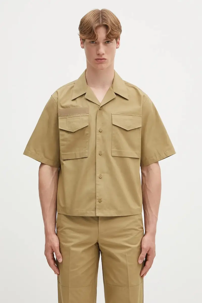 camicia in cotone BOXY.FIELD.SHRT.COMP uomo colore verde P01HM504