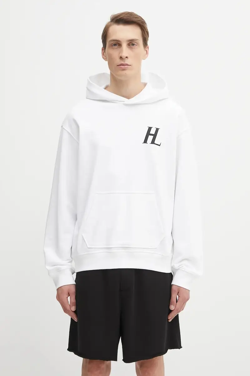 felpa in cotone uomo colore bianco con cappuccio P04HM508