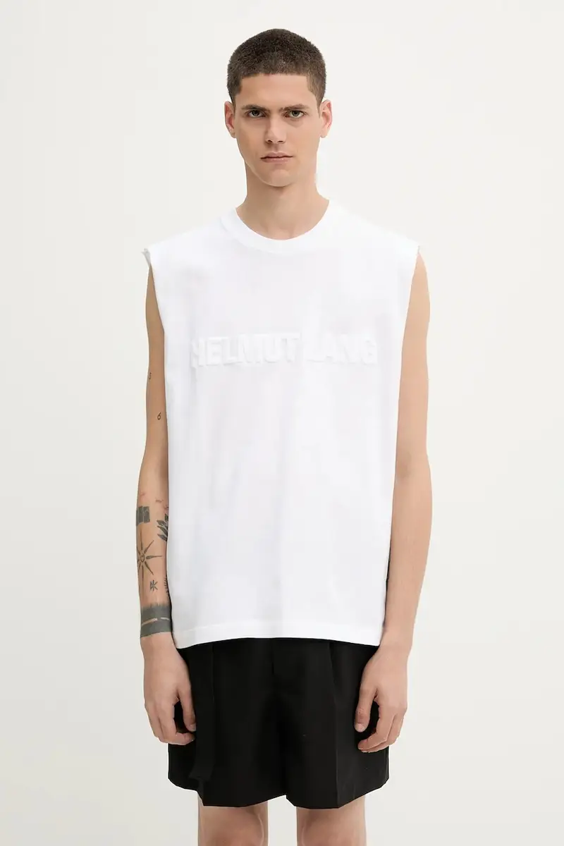 t-shirt in cotone EMBOSSED.TANK.ROUNDE colore bianco P01HM502
