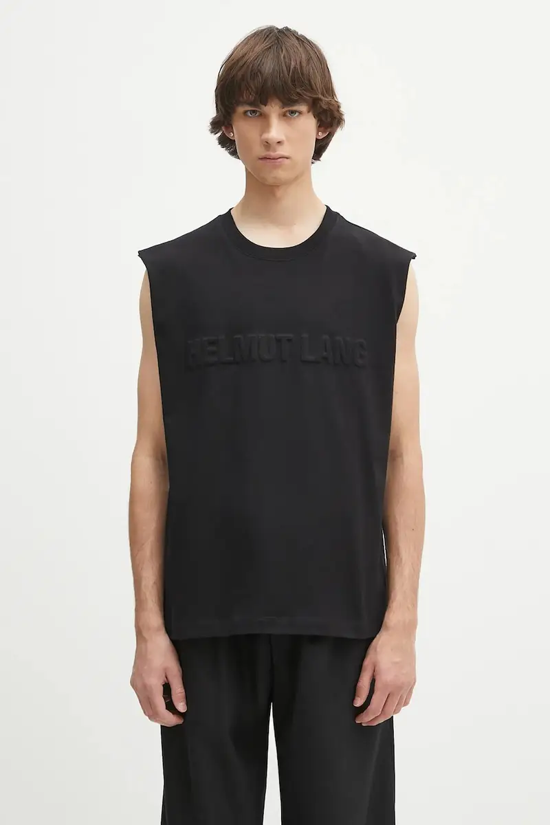 t-shirt in cotone EMBOSSED.TANK.ROUNDE colore nero P01HM502