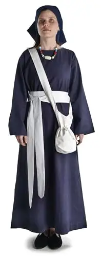 HEMAD Mantelle Borsa Piccola - Cotone/Lino Look Abbigliamento Medievale, bianco, Minimal miniatura 2