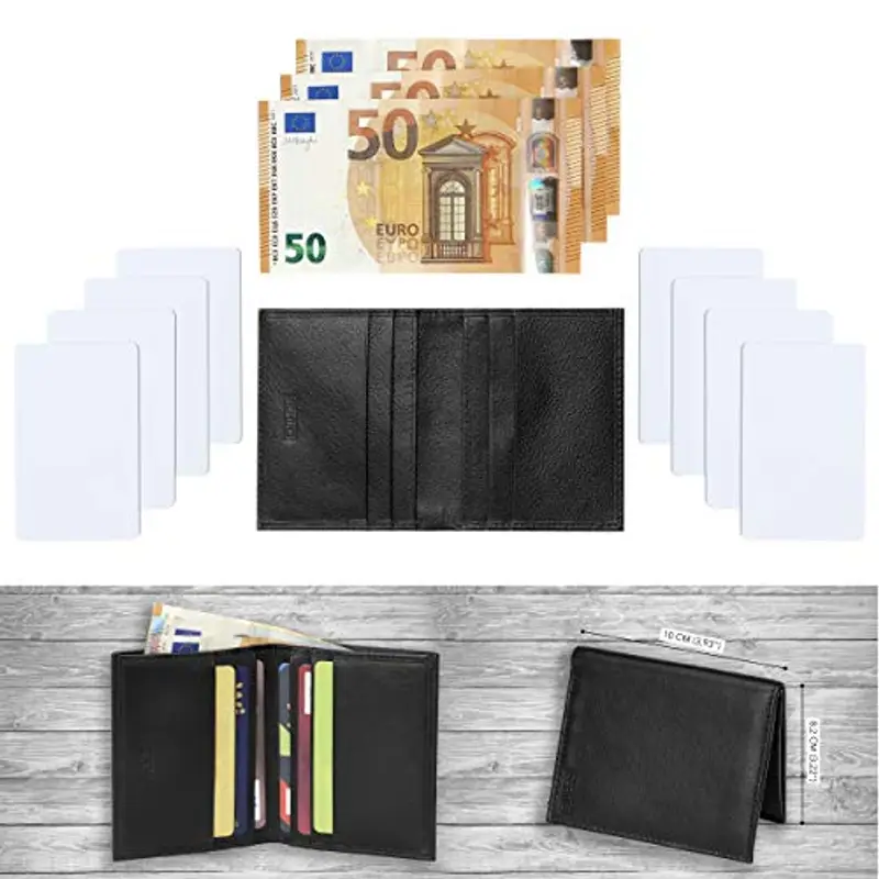 HEMING Portafoglio uomo slim nero - 100% pelle - piccolo sottile - Porta soldi e carte di credito - Portacarte - compatto miniatura 2