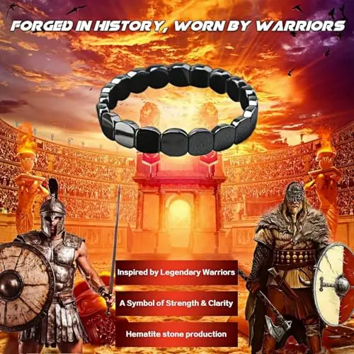 Hemios, braccialetto in ematite Hemys, ispirato ai generali romani e ai guerrieri vichinghi, l'uso quotidiano collega miniatura 2