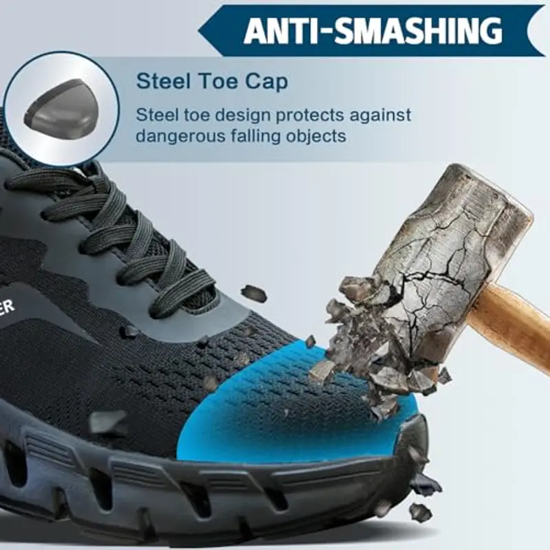 HEOAARG Scarpe Antinfortunistiche Uomo Donna Leggere Scarpe da Lavoro con Punta in Acciaio Comode Antiforatura Scarpe miniatura 3