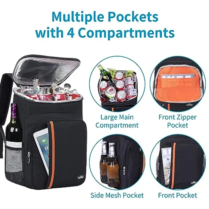 HEQUN Zaino Termica 23L, Borsa Termica Porta Pranzo Borsa Frigo Borsa della Spesa Isoterma per Alimenti, Grande Frigo Termico per Picnic Escursionismo Campeggio Barbecue Campeggio Eventi Sportivi miniatura 2