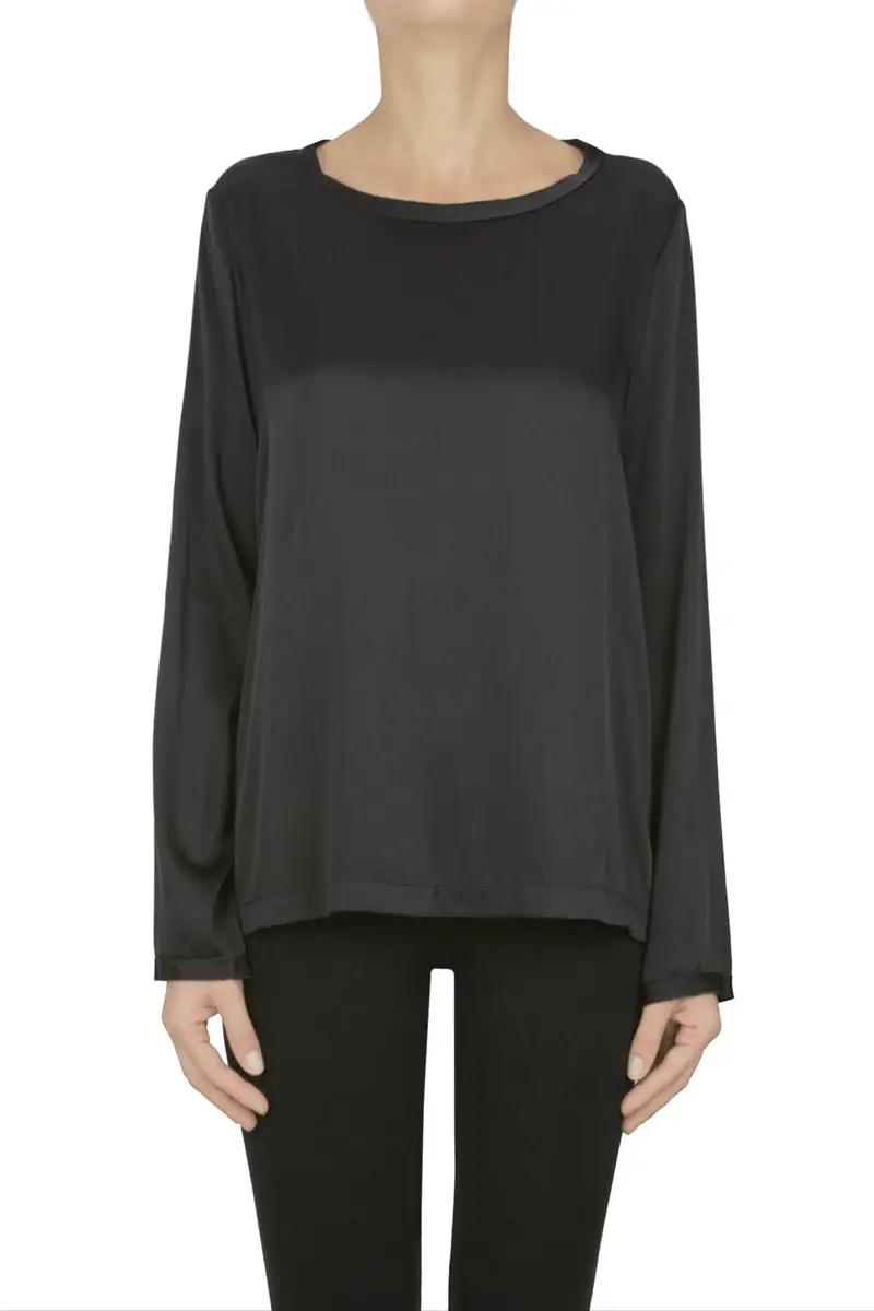 Blusa in seta Nero