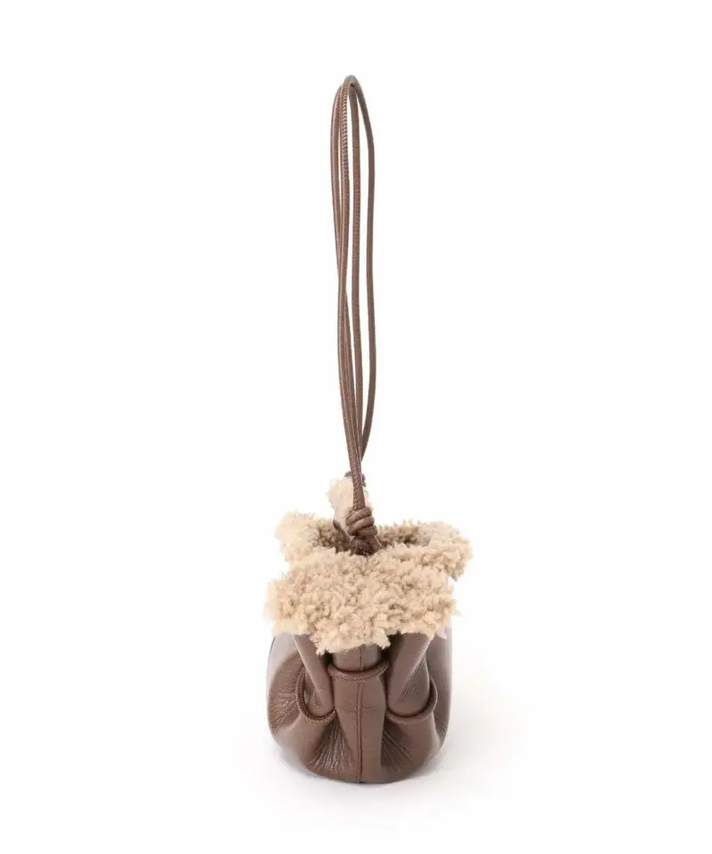 Borsa arta mini con shearling chestnut miniatura 2