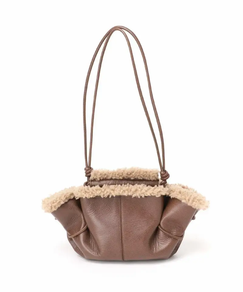 Borsa arta mini con shearling chestnut