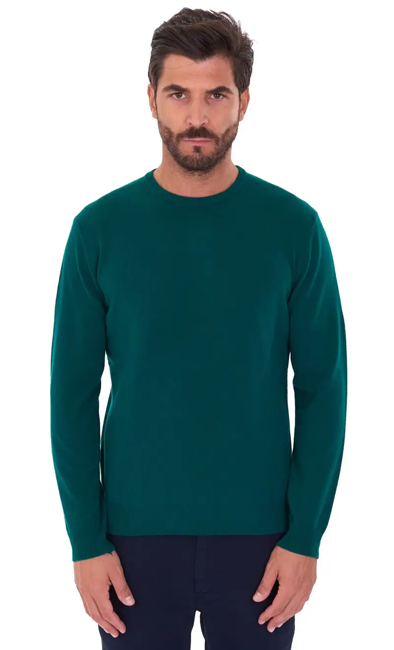 Magla girocollo heritage in lana e cashmere, colore verde