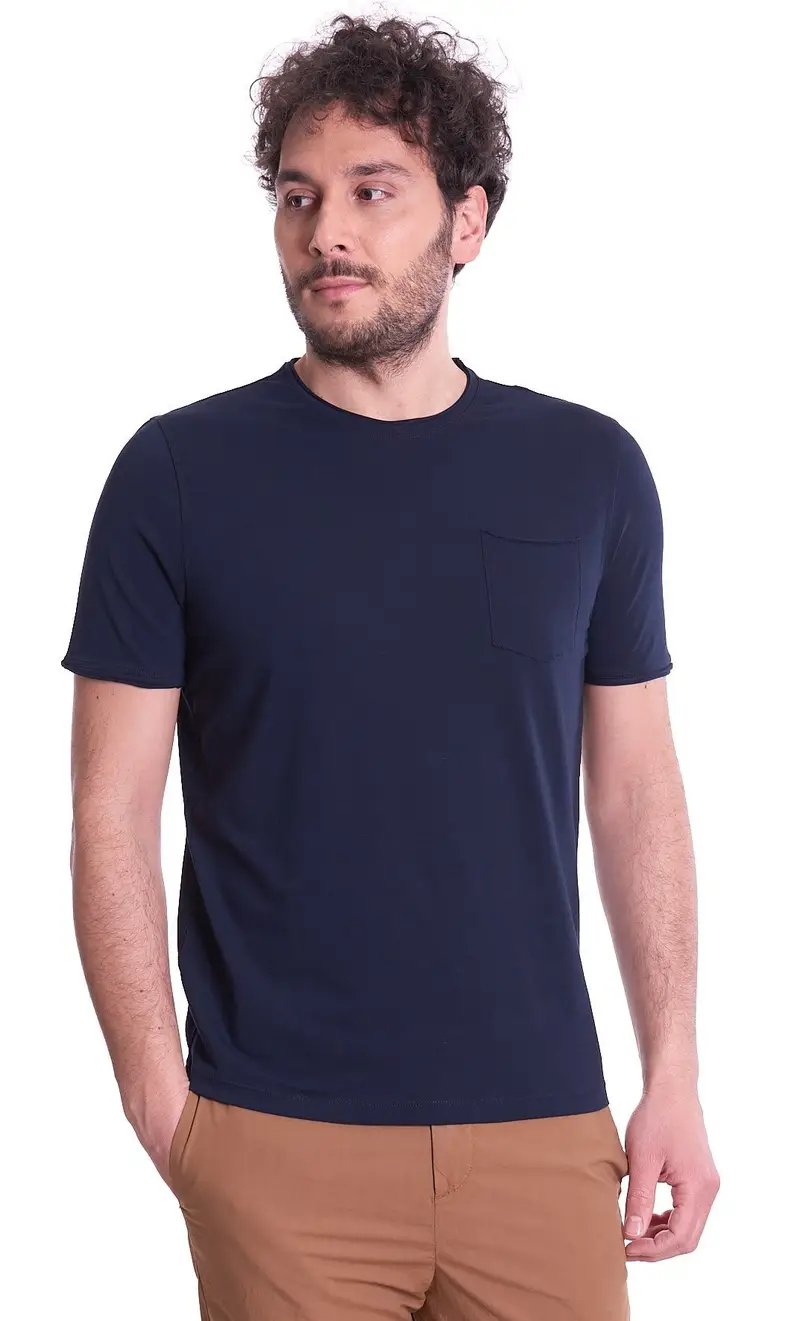 T-shirt heritage con taschino stretch, colore blu