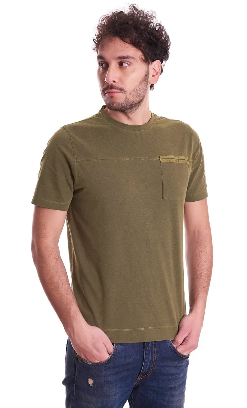 T-shirt heritage in piquet con taschino, colore verde