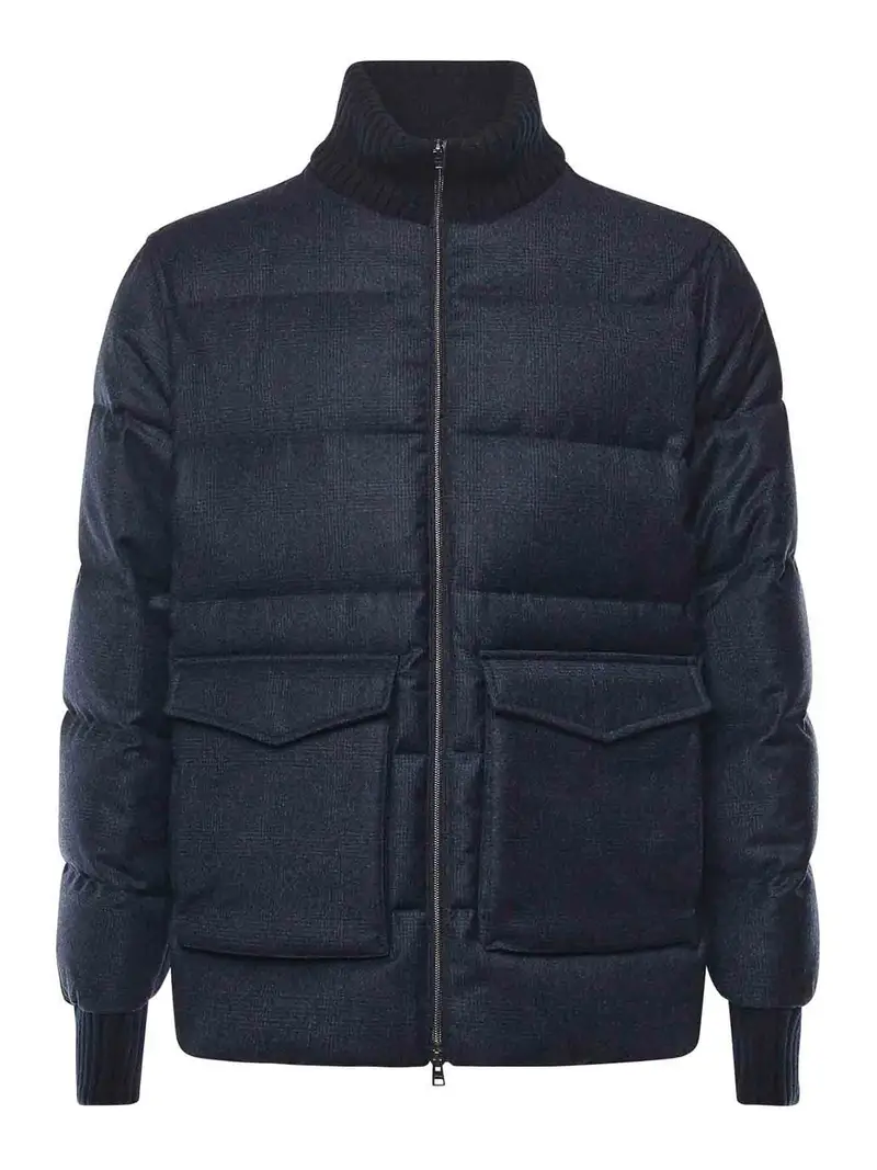 Bomber in misto lana e cashmere Blu