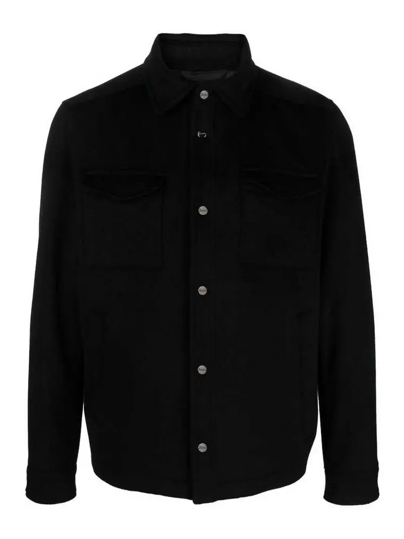 Giacca-camicia nera con bottoni Nero