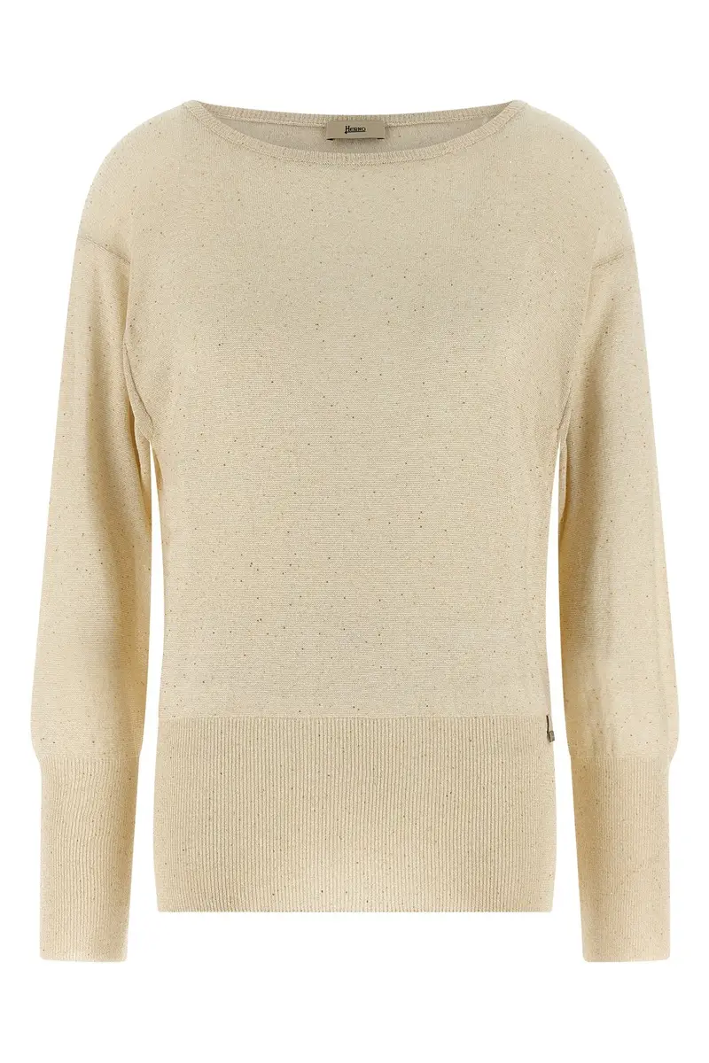 Maglia Filato Lamé E Paillettes Beige