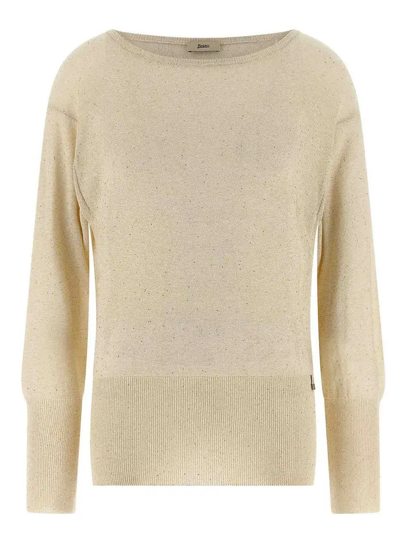 Maglione in filato Lam e paillettes Beige