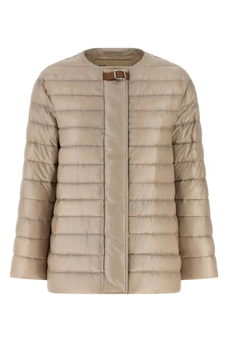Piumino Cinturino Pelle Beige
