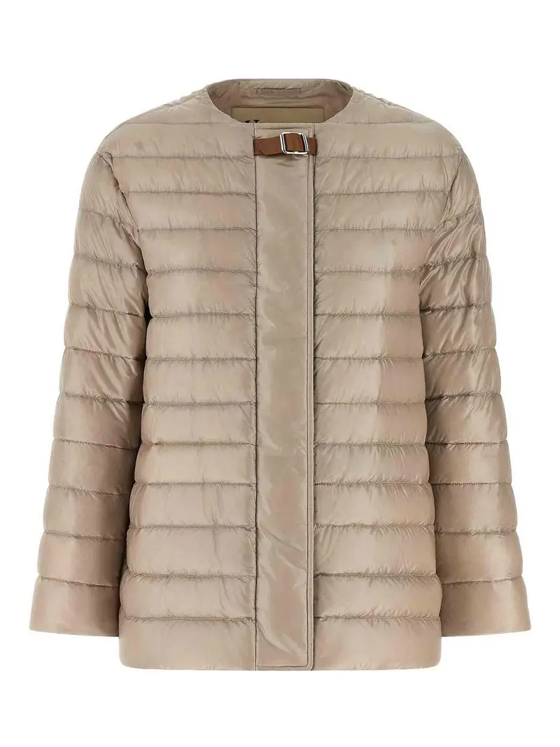 Piumino con cinturino in pelle Beige