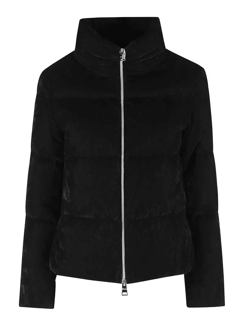 Piumino Corto In Velluto Nero