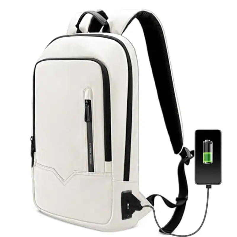 HEROIC KNIGHT Zaino per Laptop 15.6 Pollici Porta iPad Notebook Computer Uomo Donna con Porta USB Impermeabile Ultraleggero Lavoro Uffico Università Scuola Viaggio Business (11L Bianco)