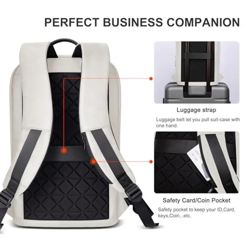 HEROIC KNIGHT Zaino per Laptop 15.6 Pollici Porta iPad Notebook Computer Uomo Donna con Porta USB Impermeabile Ultraleggero Lavoro Uffico Università Scuola Viaggio Business (11L Bianco) miniatura 3