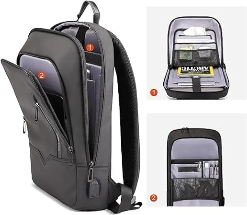 HEROIC KNIGHT Zaino per Laptop 15.6 Pollici Porta iPad Notebook Computer Uomo Donna con Porta USB Impermeabile Ultraleggero Lavoro Uffico Università Scuola Viaggio Business (11L Nero) miniatura 2