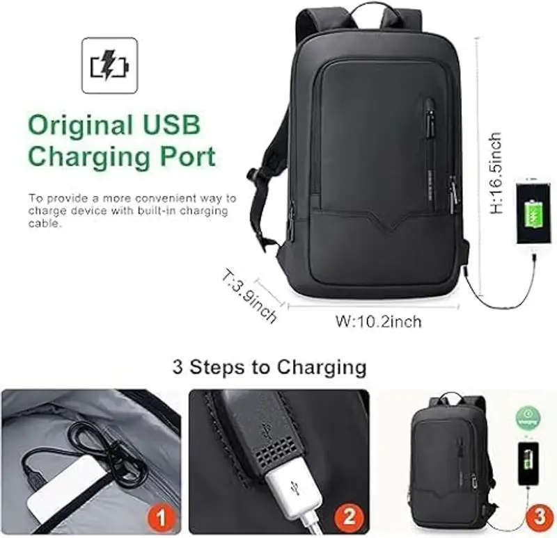 HEROIC KNIGHT Zaino per Laptop 15.6 Pollici Porta iPad Notebook Computer Uomo Donna con Porta USB Impermeabile Ultraleggero Lavoro Uffico Università Scuola Viaggio Business (11L Nero) miniatura 3