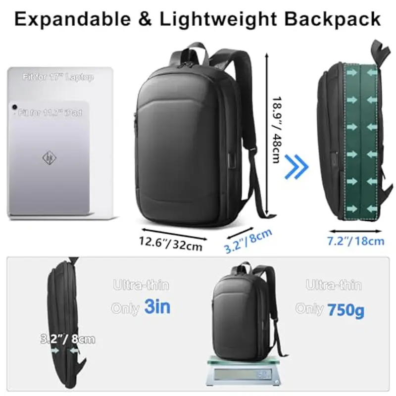 HEROIC KNIGHT Zaino Uomo per Laptop Computer PC Portatili da 15.6 Pollici con Porta USB Impermeabile Ultraleggero miniatura 2