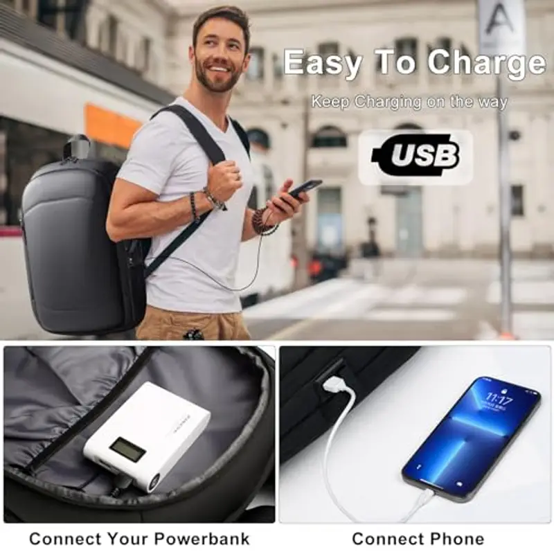 HEROIC KNIGHT Zaino Uomo per Laptop Computer PC Portatili da 15.6 Pollici con Porta USB Impermeabile Ultraleggero miniatura 3