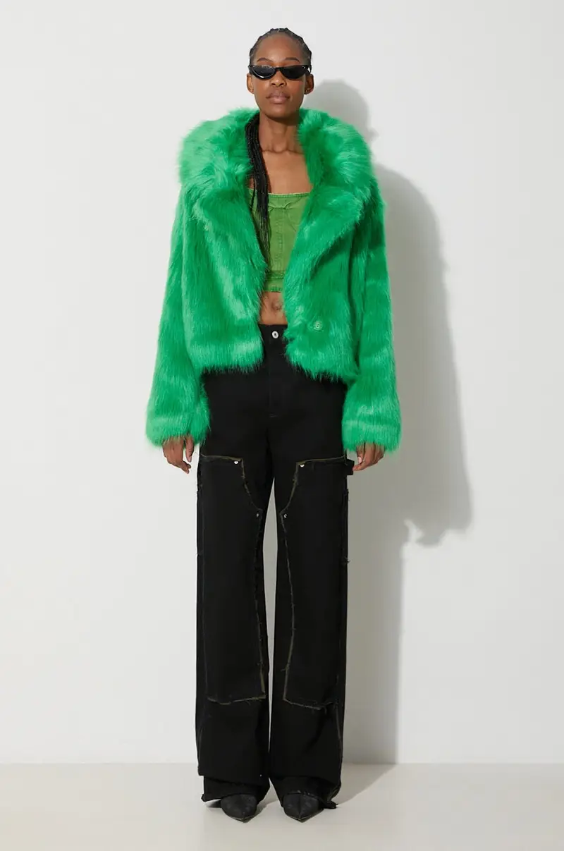 top jeans Distressed Canvas Corset Bra HWAD045F23FAB0025500 Verde miniatura 2