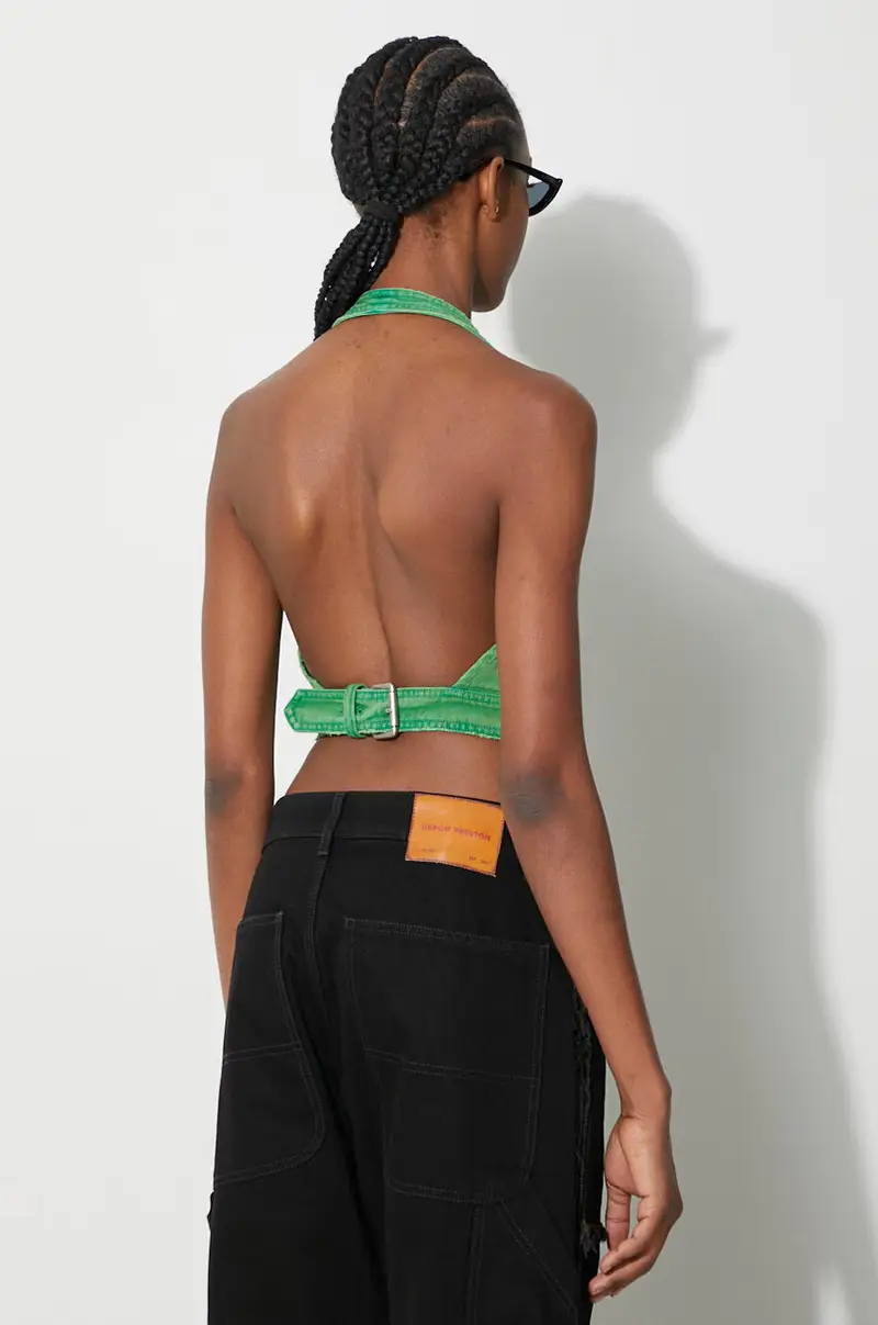 top jeans Distressed Canvas Corset Bra HWAD045F23FAB0025500 Verde miniatura 3