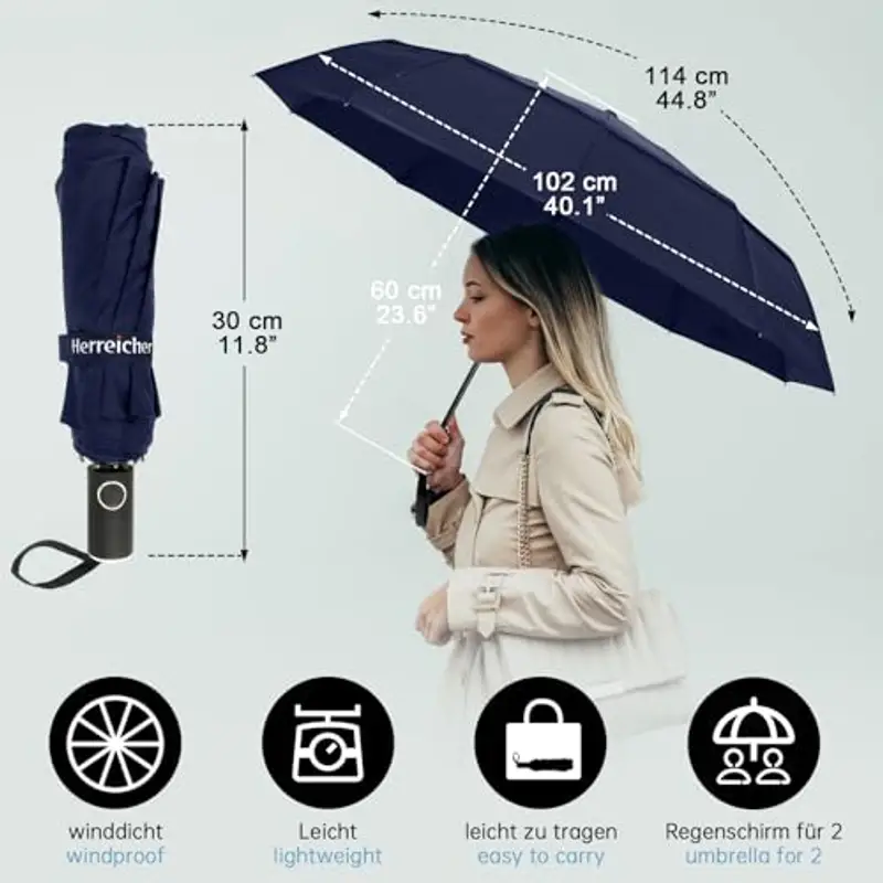 Herreicher Ombrelli Uomo Nero 1599535 miniatura 3