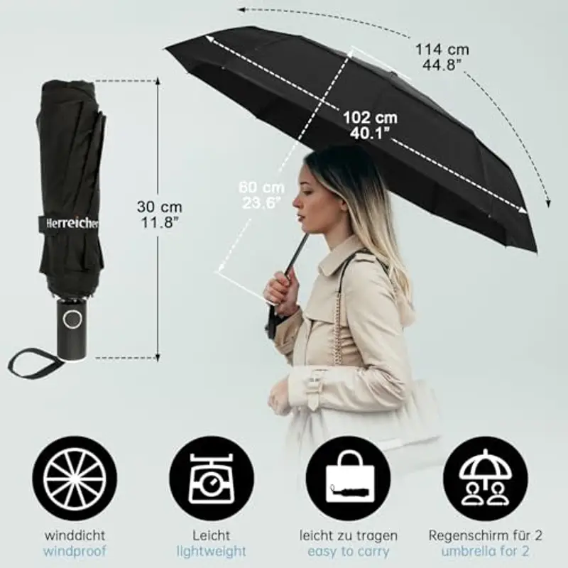 Herreicher Ombrelli Uomo Nero 1205222 miniatura 2