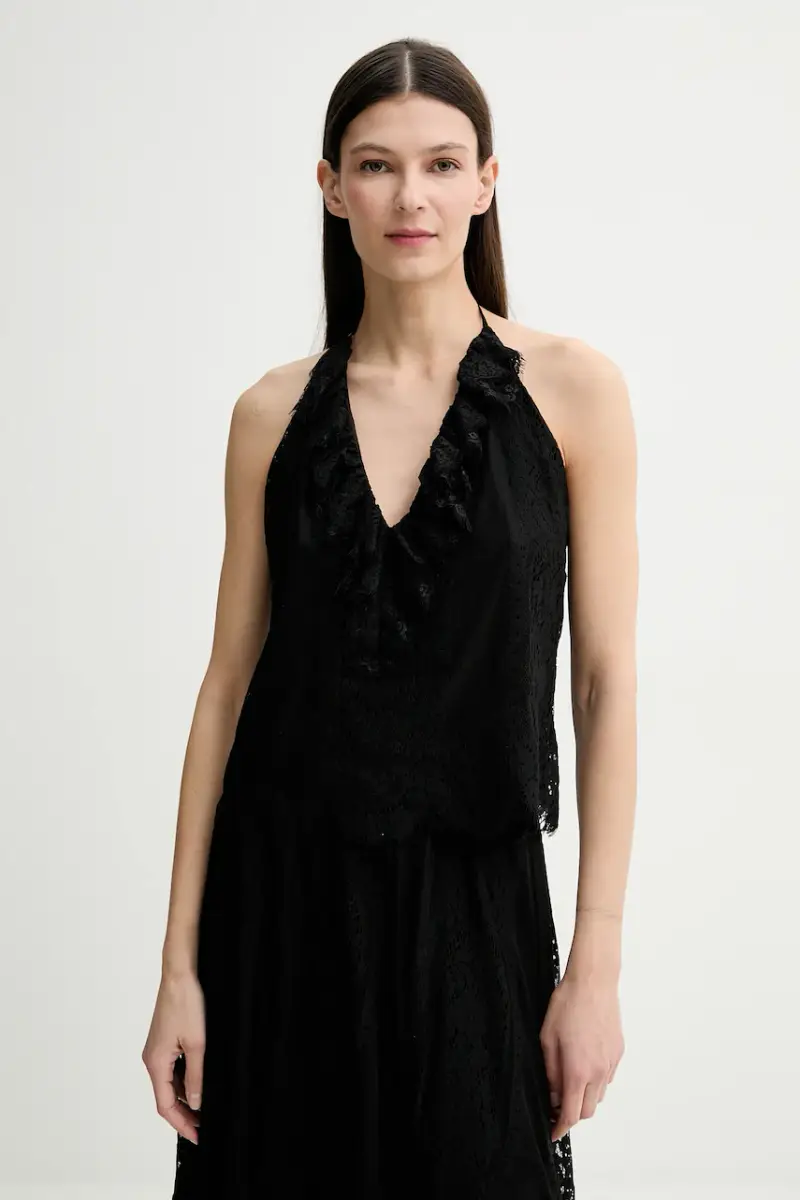 camicetta Tina donna colore nero con applicazione 5578204