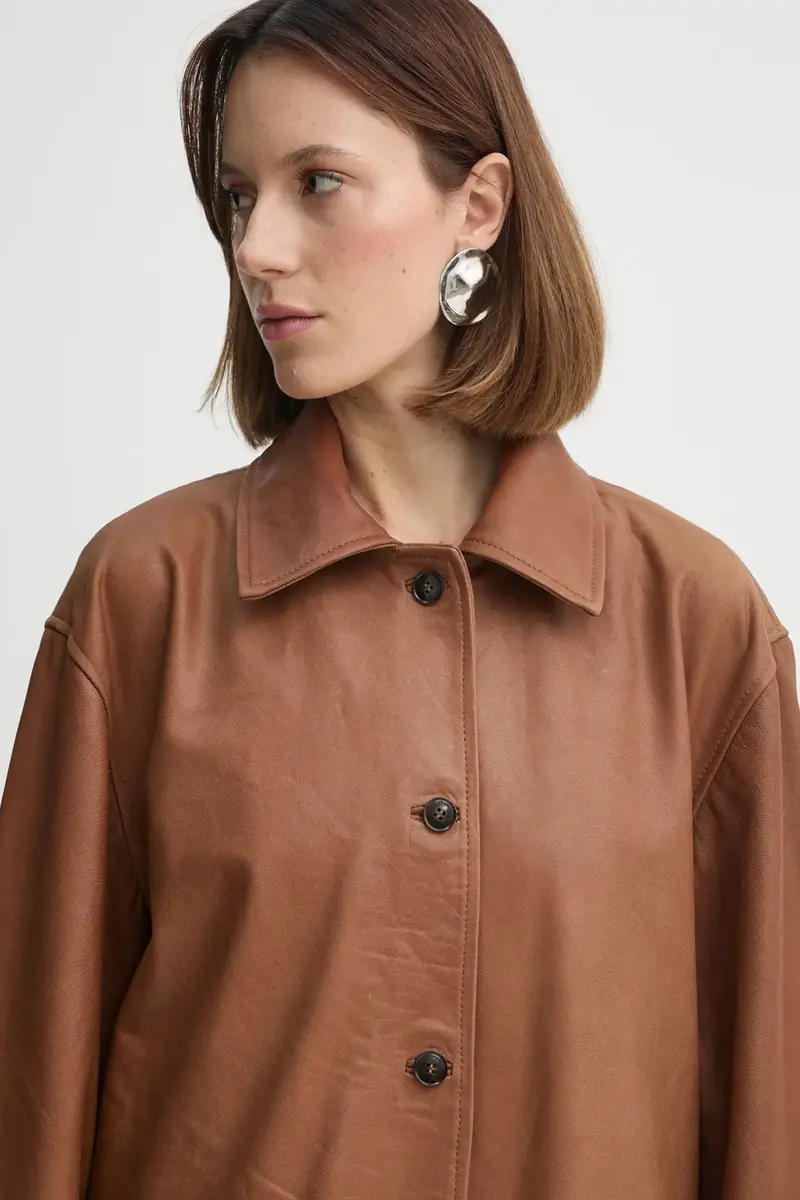 cappotto in pelle Halston donna colore marrone 5470175 miniatura 2